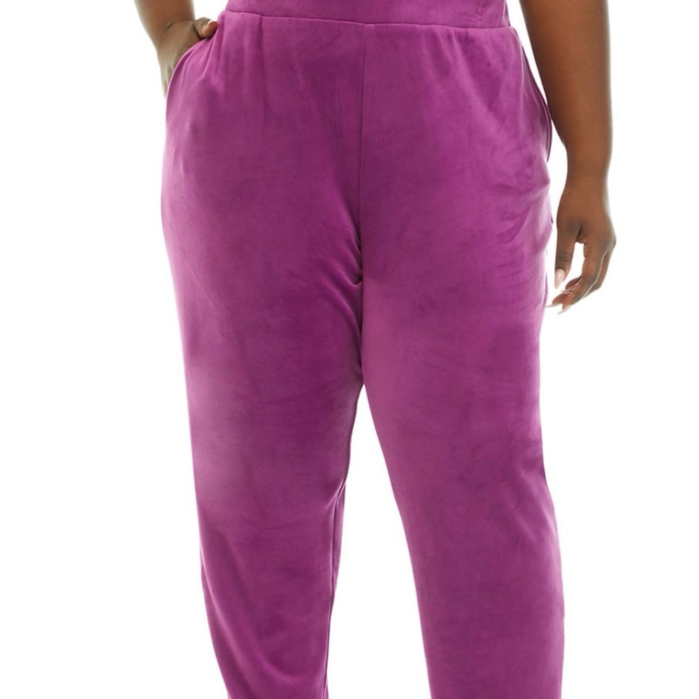 1X Kim Rogers Violet Velour Pants